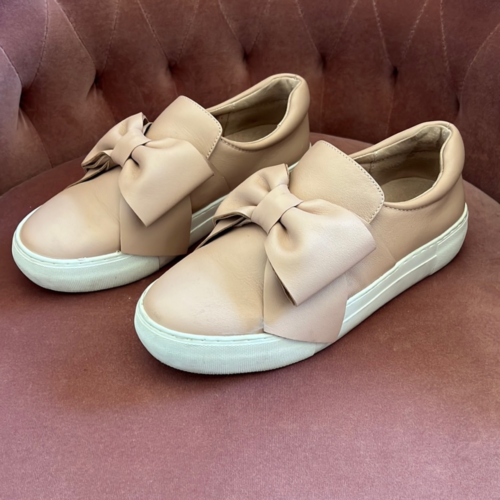 Jslides Blush Leather Bow Slip On Sneakers